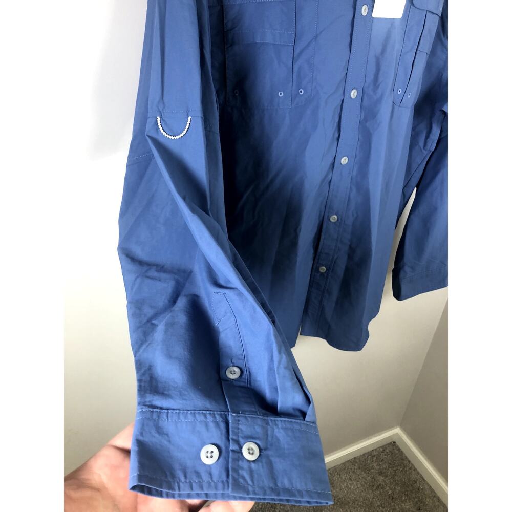 Tuna Men's Button Down Fishing Shirt Size 4XL Long Sleeve Blue - Picture 4 of 14
